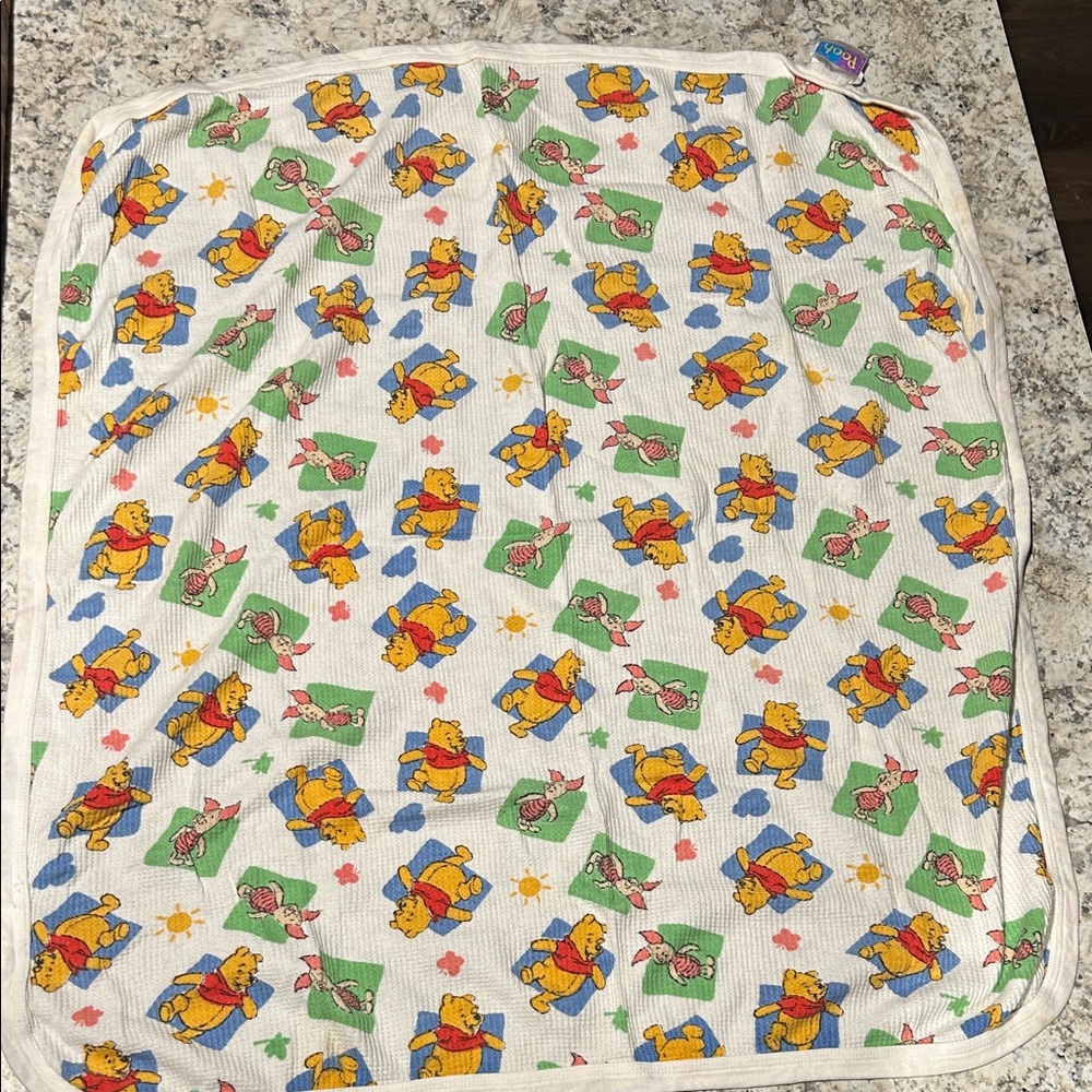 Vintage Disney Winnie the Pooh 100% cotton Printed Baby Blanket